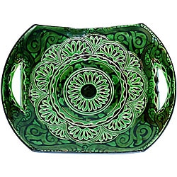 Handmade Ceramic 'Andalucia' Engraved Decorative Plate (Morocco)