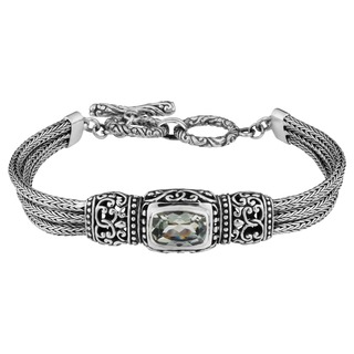 Sterling Silver and Green Amethyst 'Cawi' Toggle Bracelet (Indonesia)