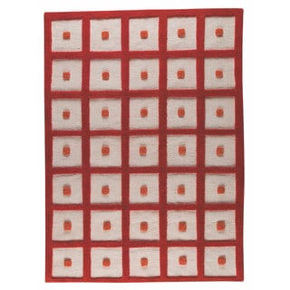 M.A.Trading Hand-woven Frame Orange Wool Rug (5'6 x 7'10)