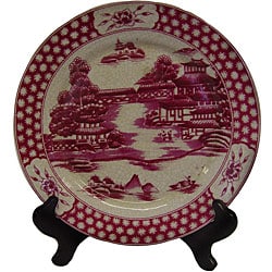 Pink Pagoda Round Porcelain Plate