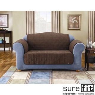 Sure Fit Quilted Suede Chocolate Loveseat Pet Throw
