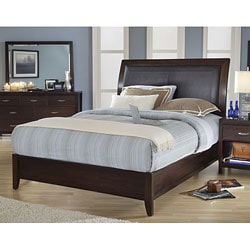 Cushioned Back Full-size Wood Sleigh Bed