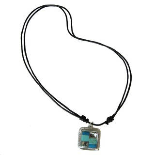 Handmade Silver Turquoise and Abalone Necklace (Mexico)