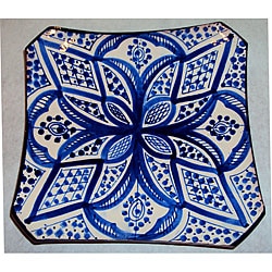 Handmade Ceramic 'Jamila' Engraved Plate (Morocco)