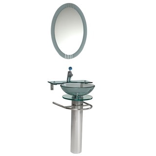 Fresca Ovale Glass Bathroom Vanity with Mirror