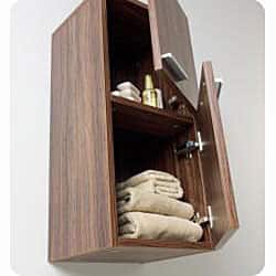 Fresca Walnut Bathroom Linen Side Cabinet - Thumbnail 2