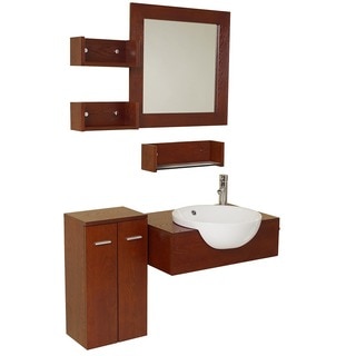 Fresca Stile Oak Modern Bathroom Vanity with Mirror and Side Cabinet