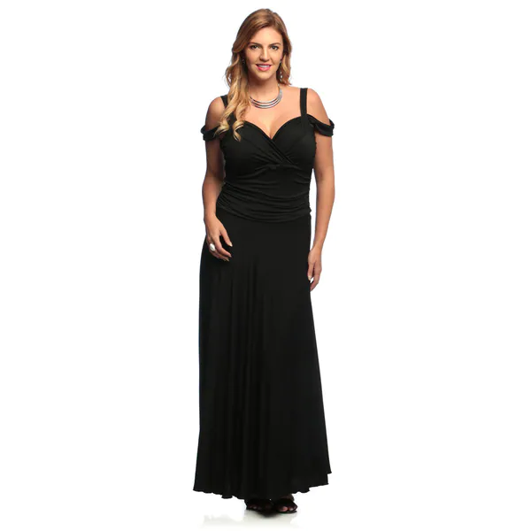 Evanese Women's Plus Size Elegant Long Jersey Dress