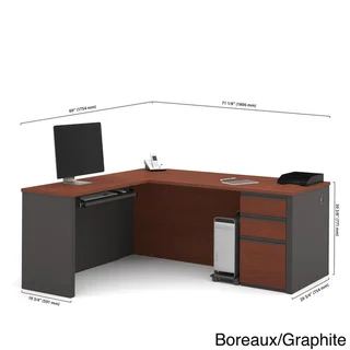 Bestar Prestige L-shaped Desk with Pedestal