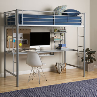 Silver Metal Twin Workstation Bunk Bed