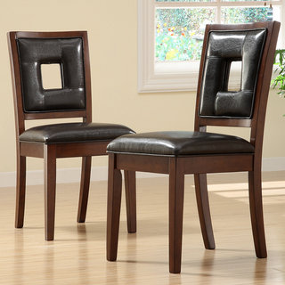 TRIBECCA HOME Dijon Dark Brown Faux Leather Side Chairs (Set of 2)