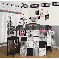Geenny Black and White Flower Dots 13-piece Crib Bedding Set