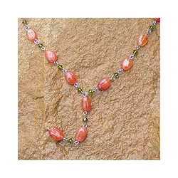 Stainless Steel 'Tangarine Marmalade' Carnelian Necklace (Thailand)