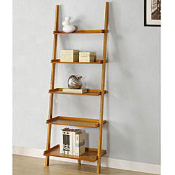 Oak Five-tier Leaning Ladder Shelf