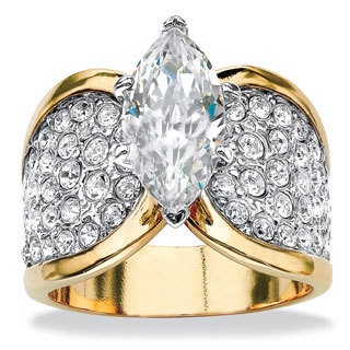 PalmBeach 4.59 TCW Marquise-Cut Cubic Zirconia Engagement Anniversary Ring in 14k Gold-Plated Glam C