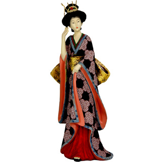 Handmade Resin 14-inch Ivory Flower Sash Geisha Figurine (China)