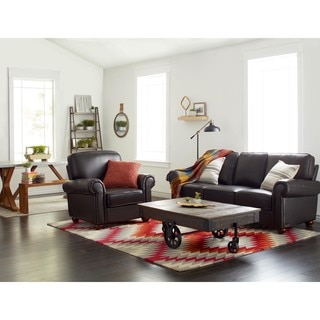 Abbyson London Premium Top-grain Leather Sofa and Armchair