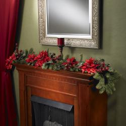 Poinsettia and Berry 60-inch Garland
