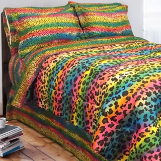 Street Revival Rainbow Leopard Twin-size 6-Piece Bed in a Bag with Sheet Set