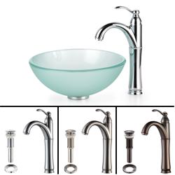 Kraus Bathroom Combo Set Frosted 14-inch Glass Vessel Sink/Faucet