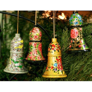 Set of 4 Wooden 'Holiday Melody' Ornaments (India)
