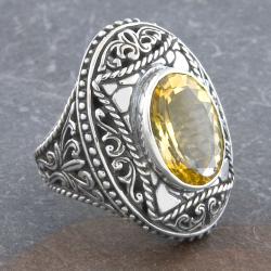 Sterling Silver Citrine 'Cawi' Cross Ring (Indonesia)