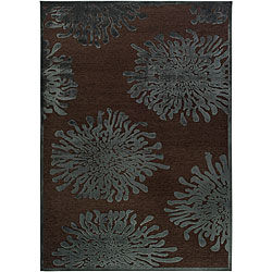 Meticulously Woven Teal/Brown Abstract Rug (5'2 x 7'6)