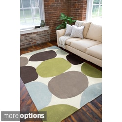 Hand-tufted Contemporary Multi Colored Circles Abstract Rug