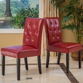 Gentry Bonded Leather Red Dining Chair (Set of 2) by Christopher Knight Home