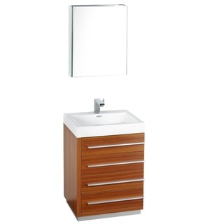 Fresca Livello 24-inch Teak Bathroom Vanity and Medicine Cabinet