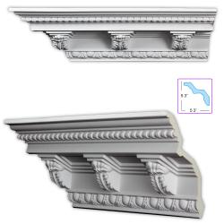 Baroque-style 7.5-inch Crown Molding w/ Acanthus Medillions (8 pack)