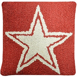 Red Star Hooked Wool Pillow
