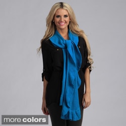 Cashmere Showroom Decorative Ruffle Cashmere/ Rayon from Bamboo Knit Scarf
