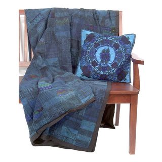 Vivid Blue Quilt/ Pillowcase Set (Guatemala)