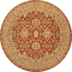 Hand-tufted Aara Orange Wool Rug (8' Round)