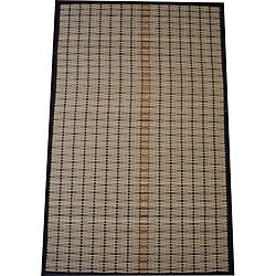 Asian Hand-woven Beige/ Brown Rayon from Bamboo Rug (1'9 x 2'8)