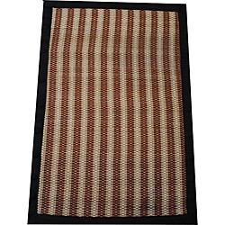 Asian Hand-woven Brown Striped Rayon from Bamboo Rug (2' x 3')