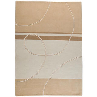 M.A.Trading Hand-knotted Indo-tibetan Flow White Wool Rug (5'6 x 7'10)