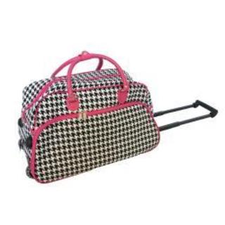 World Traveler 21-inch Houndstooth Carry On Rolling Upright Duffel Bag