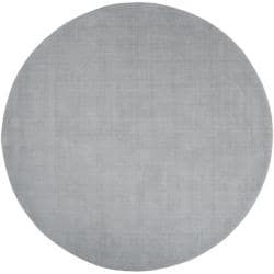 Hand-crafted Solid Grey/Blue Ridges Wool Rug (9'9 Round)