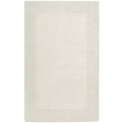 Hand-crafted White Tone-On-Tone Bordered Wool Rug (5' x 8')