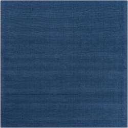 Hand-crafted Solid Blue Causal Ridges Wool Rug (9'9 Square)