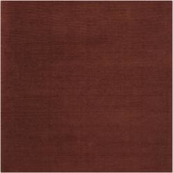 Hand-crafted Rust Red Solid Casual Ridges Wool Rug (9'9 Square)