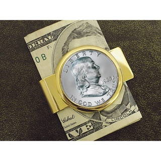American Coin Treasures Franklin Half Dollar Goldtone Moneyclip