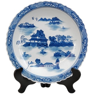 Porcelain 14-inch Blue and White Landscape Plate (China)