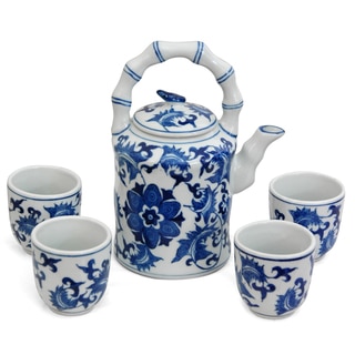 Porcelain Blue and White Floral Tea Set (China)