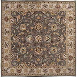Hand-tufted Coliseum Gray Traditional Border Wool Rug (9'9 Square)