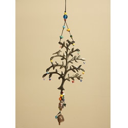 Iron and Glass Tree of Life Bell Hanging Art (India)