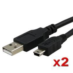 INSTEN Black Type A to Mini 5-pin Type B 6-foot USB Data Cable (Pack of 2)