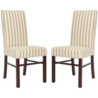 Safavieh Parsons Dining Parsons Stripe Linen Side Chairs (Pack of 2)